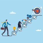 Illustrating concept of building a business from start to finish.