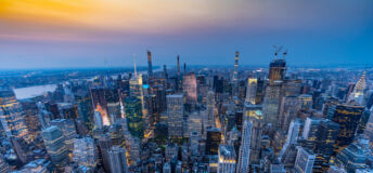 New york city midtown at sunset with a view from the Empire State Building