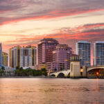 West Palm Beach, Florida, USA skyline on the Intracoastal Waterway.