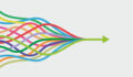 Colorful lines intertwined to form an arrow