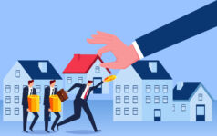 Real estate secondaries fundraising dropped in 2024 Real estate mortgages, investments, sales and development, home loans, businessmen taking money to buy houses held in large hands