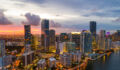 A panoramic view of Miami's Brickell submarket at sunset.