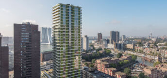 Project UpTown in central Rotterdam features 178 apartments on Wijnhaven island in the Netherlands.