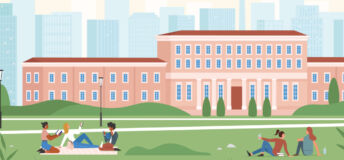 Harrison Street Asset Management on where conviction meets selection in student housing Illustration depicting student housing at a university.