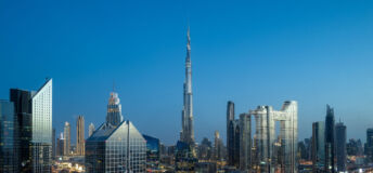 Image of the stunning high-rise skyscrapers of Dubai’s financial district, showcasing modern architecture and the vibrant economic hub of the city.
