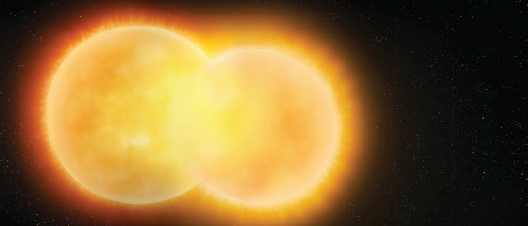 Photo of two stars fusing into one.
