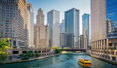 Image of Chicago's river cityscape.