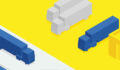 Illustration depicting industrial outdoor storage with delivery trucks/semi-trucks.