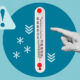 Cold storage. Sudden Temperature Drop and Cold Snap Warning Concept with Thermometer, Extreme Weather Symbols and Climate Alert. T9