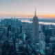 Image of the New York City skyline at sunset.