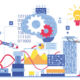 Graphic of a person using machines to do work.