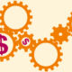 Graphic of cogs with money symbols.
