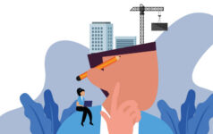 Graphic of person thinking about construction.