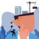 On the minds of private real estate’s value-add experts Graphic of person thinking about construction.