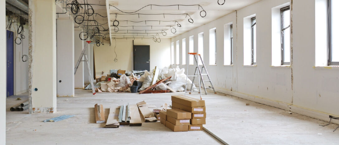 Image of a room in a building in construction.