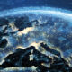 A digital rendering of the view of Europe from space