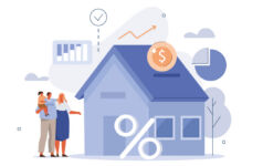 Savills on how European residential is a source of stability Illustration of a family analyzing the cost and pricing of residential homes.