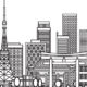 An illustration of a Japanese cityscape