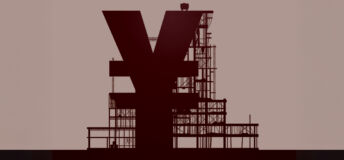 An illustration of the Yen symbol surrounded by scaffolding