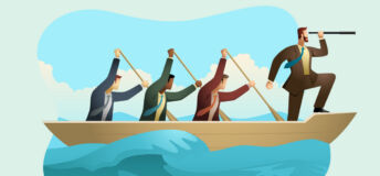 CBRE Investment Management: Secondaries comes of age An illustration of 4 businessmen rowing in a boat