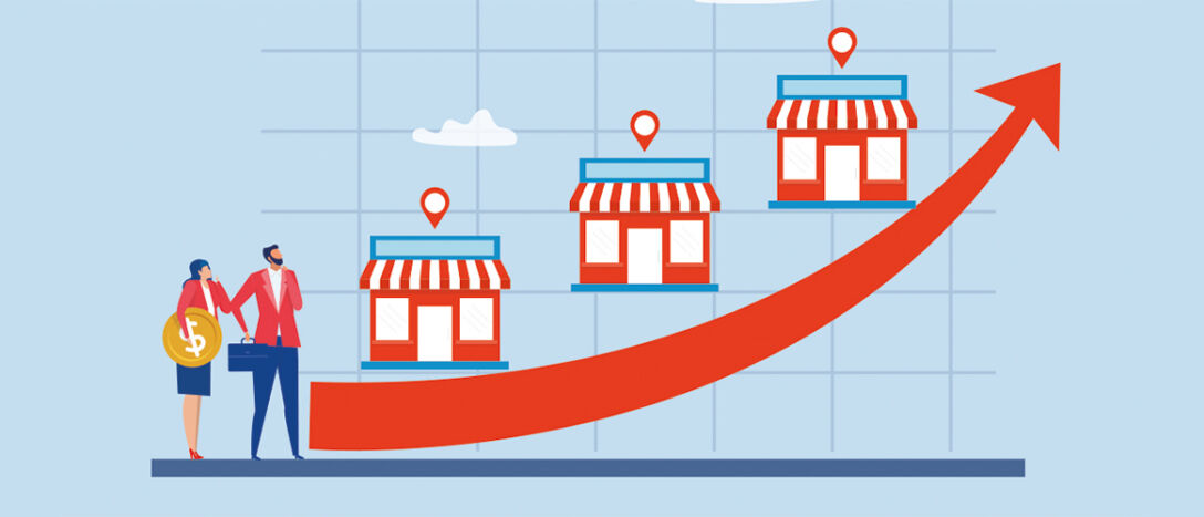GettyImages-2187226985 CMYK Growth arrow with buildings indicating a real estate context