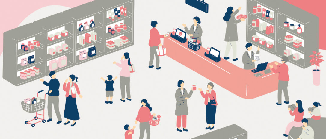 Illustration of people shopping