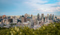 Montreal skyline, view from the Mont Royal viewpoint in Montreal, Quebec.