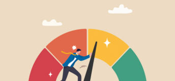 Image a professional pushing the arrow of a gauge from orange to yellow.