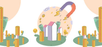 Illustration of magnets attracting money to houses.