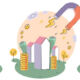 Five forces reshape core real estate investing Illustration of magnets attracting money to houses.