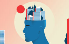 On the minds of core real estate investing professionals Illustration of a person with buildings coming out of their head.