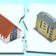 The public-private divide is getting more nuanced Image of two houses on a piece of paper that is torn through the middle.