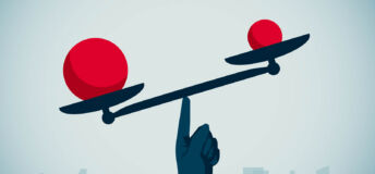 US Bank’s family office division bets on niche strategies over mega-funds Image of a hand balancing red balls on a scale.