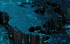North America digital map, technology, tech, AI, cloud, network